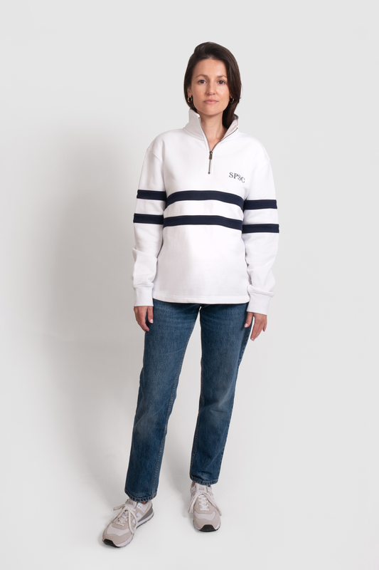 Quarter Zip White - female style / smaller sizing
